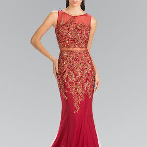 Mock Two-Piece Embroidered Long Dress GL2338